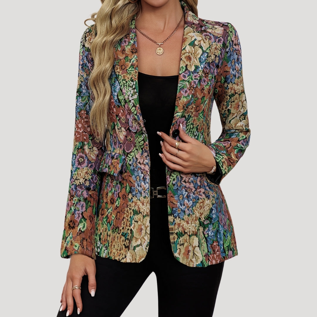 Wylora | Vintage bloemen-tapestry blazer voor dames – Getailleerde smart-casual jas