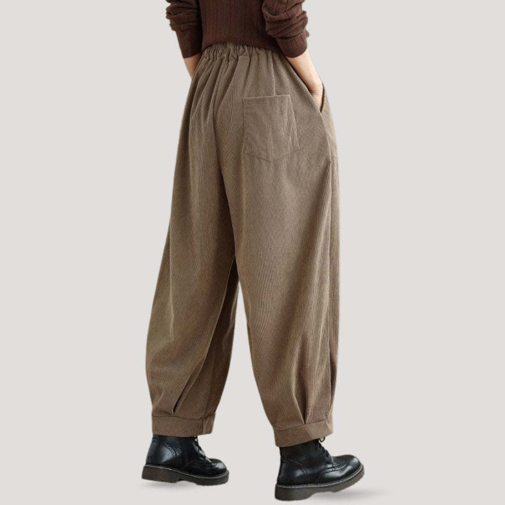 Ysolyn | Damesbroek met hoge taille en wijde pijpen van corduroy