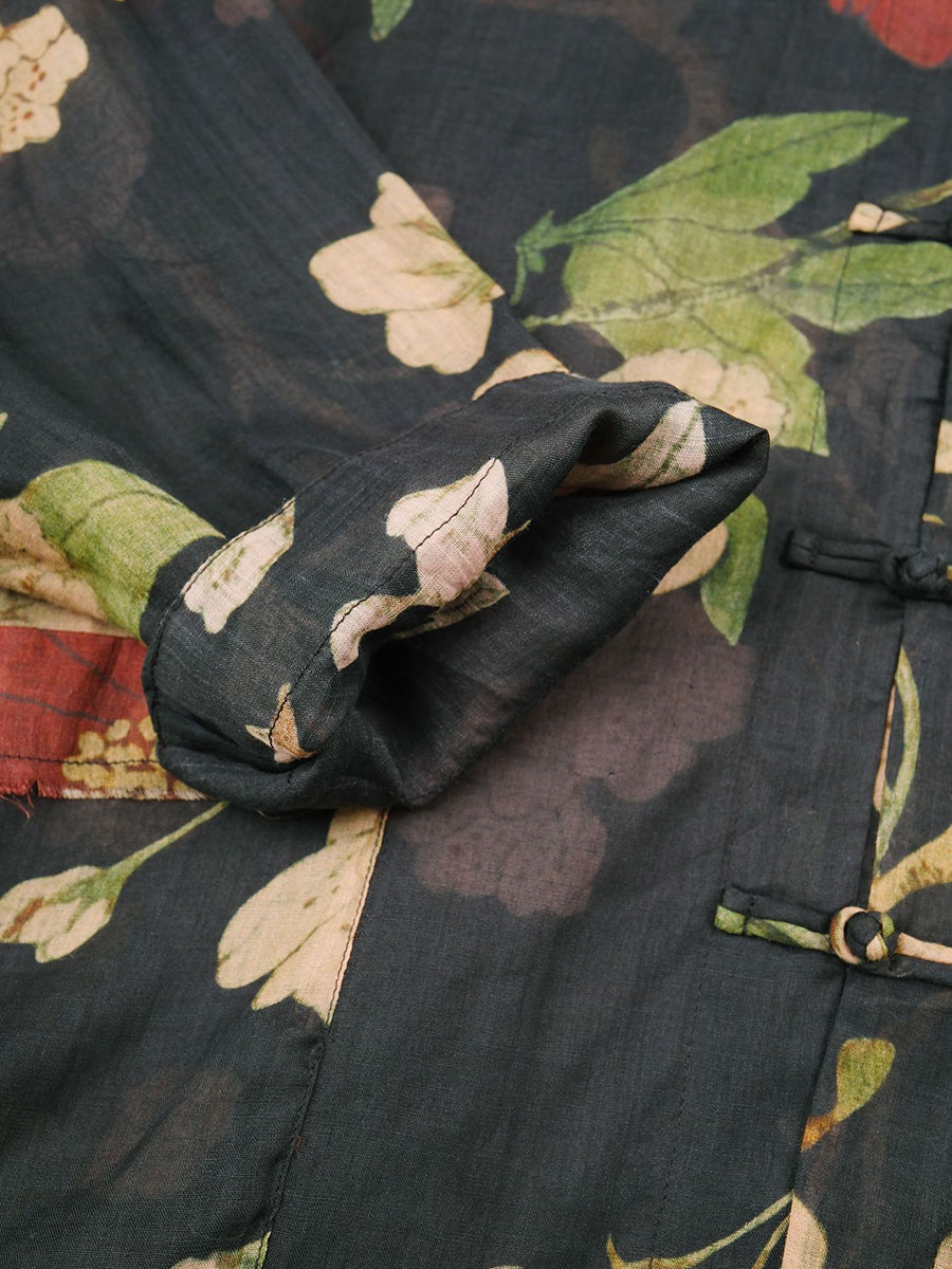 Dryelle | Vintage lenteblouse met bloemenprint in grote maten, van ramie – lichtgewicht, losse pasvorm
