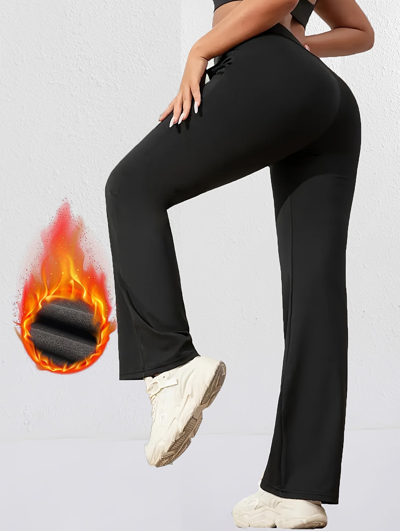 Birkita | Hoge taille, fleece gevoerde dikke winterlegging, zacht, rekbaar, warm, uitlopende pasvorm en zakken