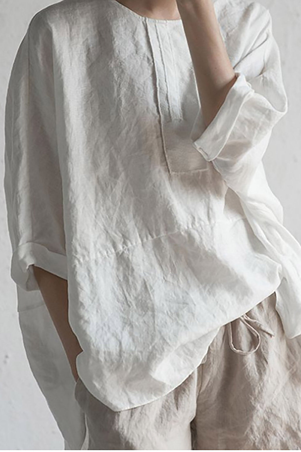 Verina | Losse linnen damesblouse - Ademende, halflange mouwen, lichtgewicht top