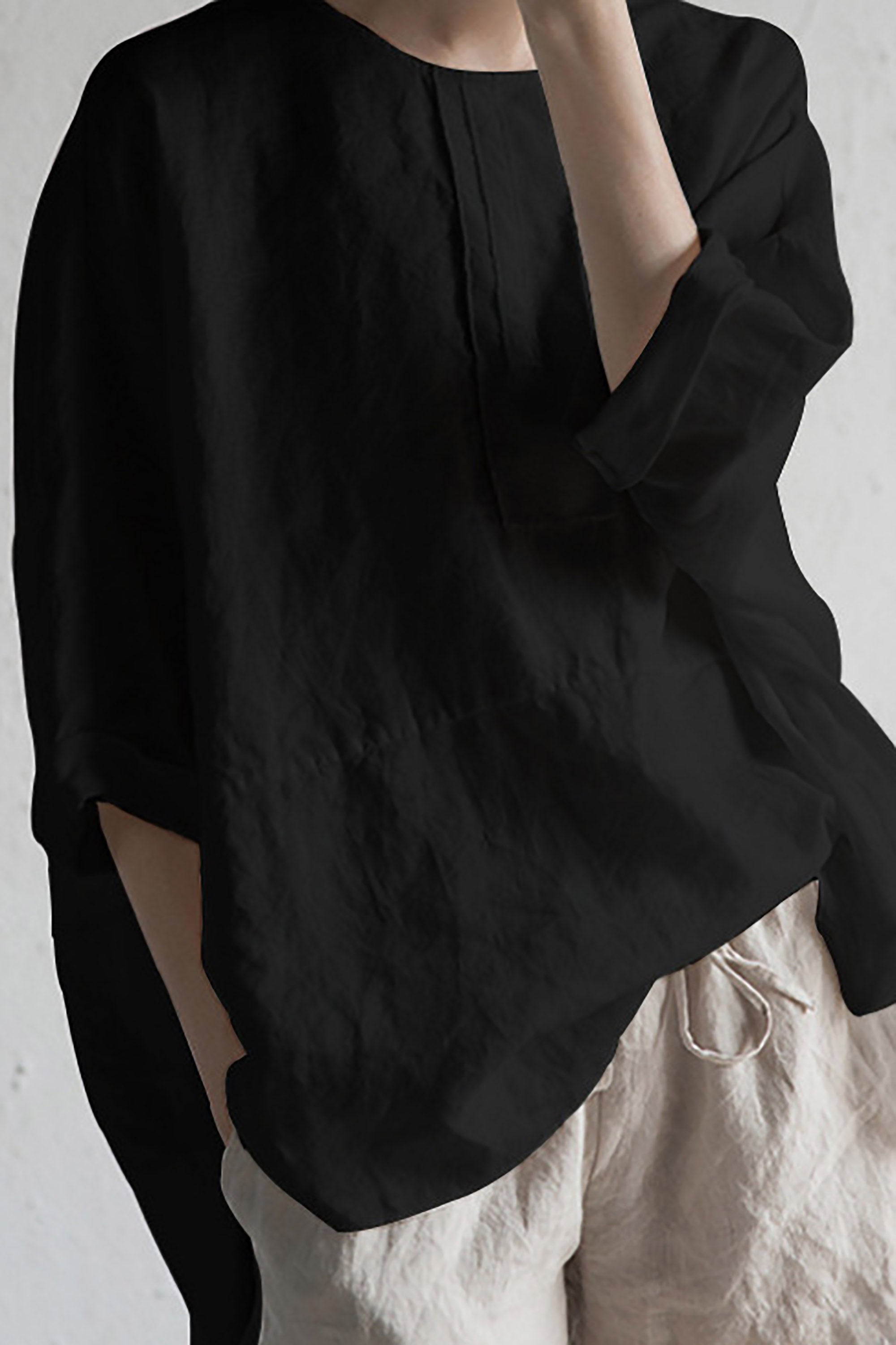 Verina | Losse linnen damesblouse - Ademende, halflange mouwen, lichtgewicht top