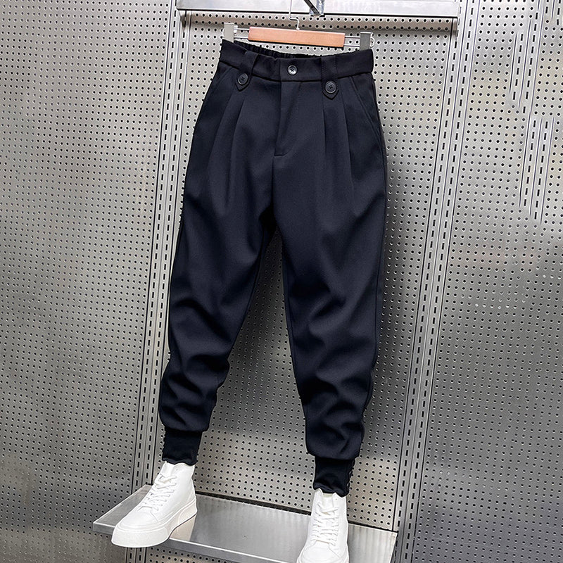 Wynter | Zwarte geplooide harembroek voor heren, joggingbroek met relaxte pasvorm