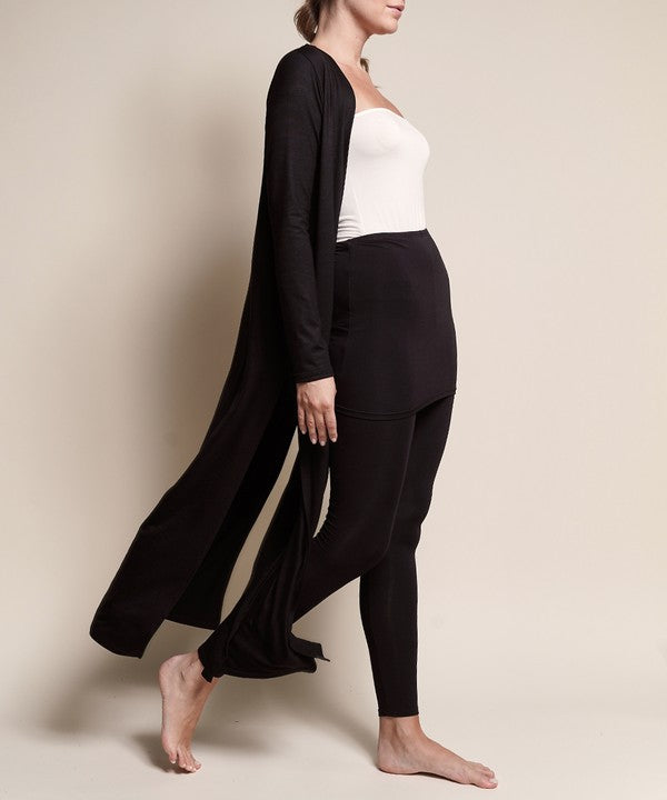 Juneth | Gilet long et léger en maille de bambou pour femme - gilet maxi respirant à devant ouvert