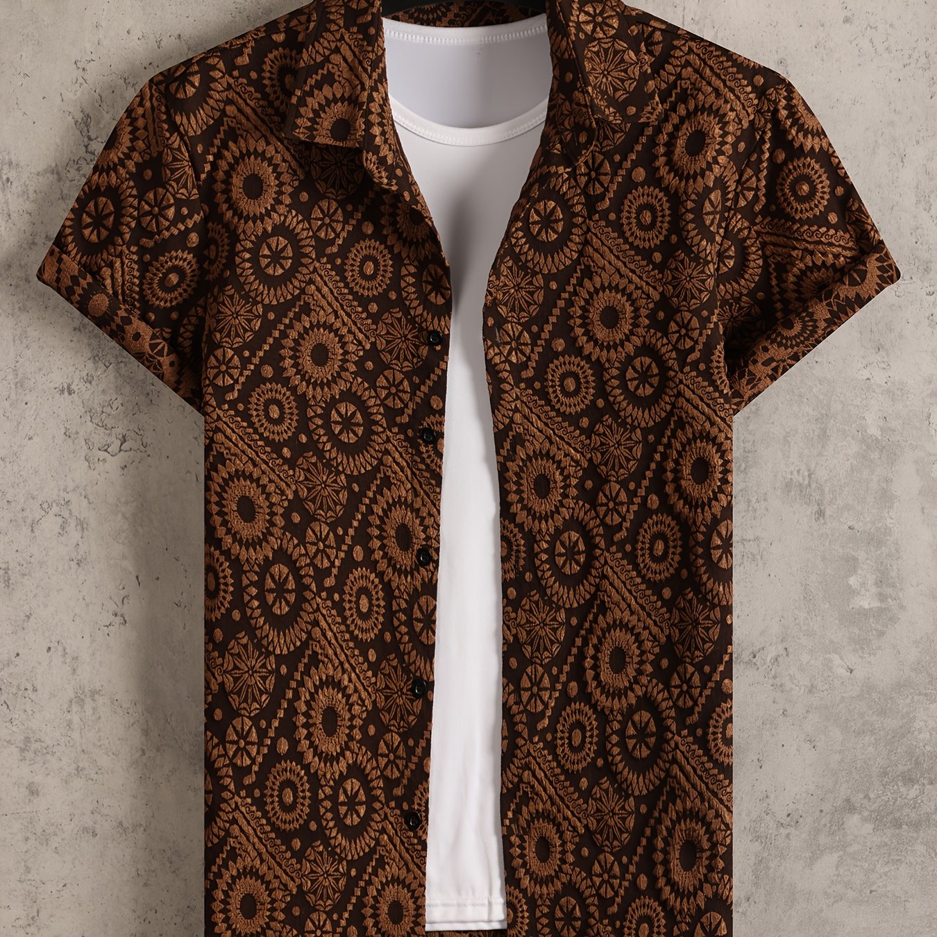 Hakan | Heren casual overhemd – jacquard effen lange mouwen button-down slim fit shirt