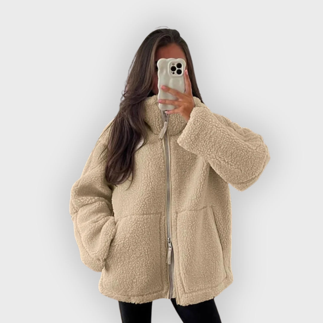 Chantal | Veste polaire oversize, col montant, manteau d'hiver chaud et confortable