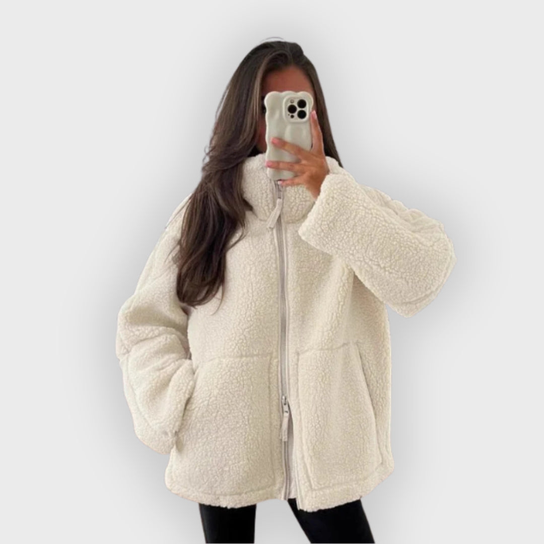 Chantal | Veste polaire oversize, col montant, manteau d'hiver chaud et confortable