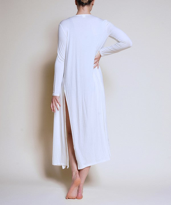 Juneth | Gilet long et léger en maille de bambou pour femme - gilet maxi respirant à devant ouvert