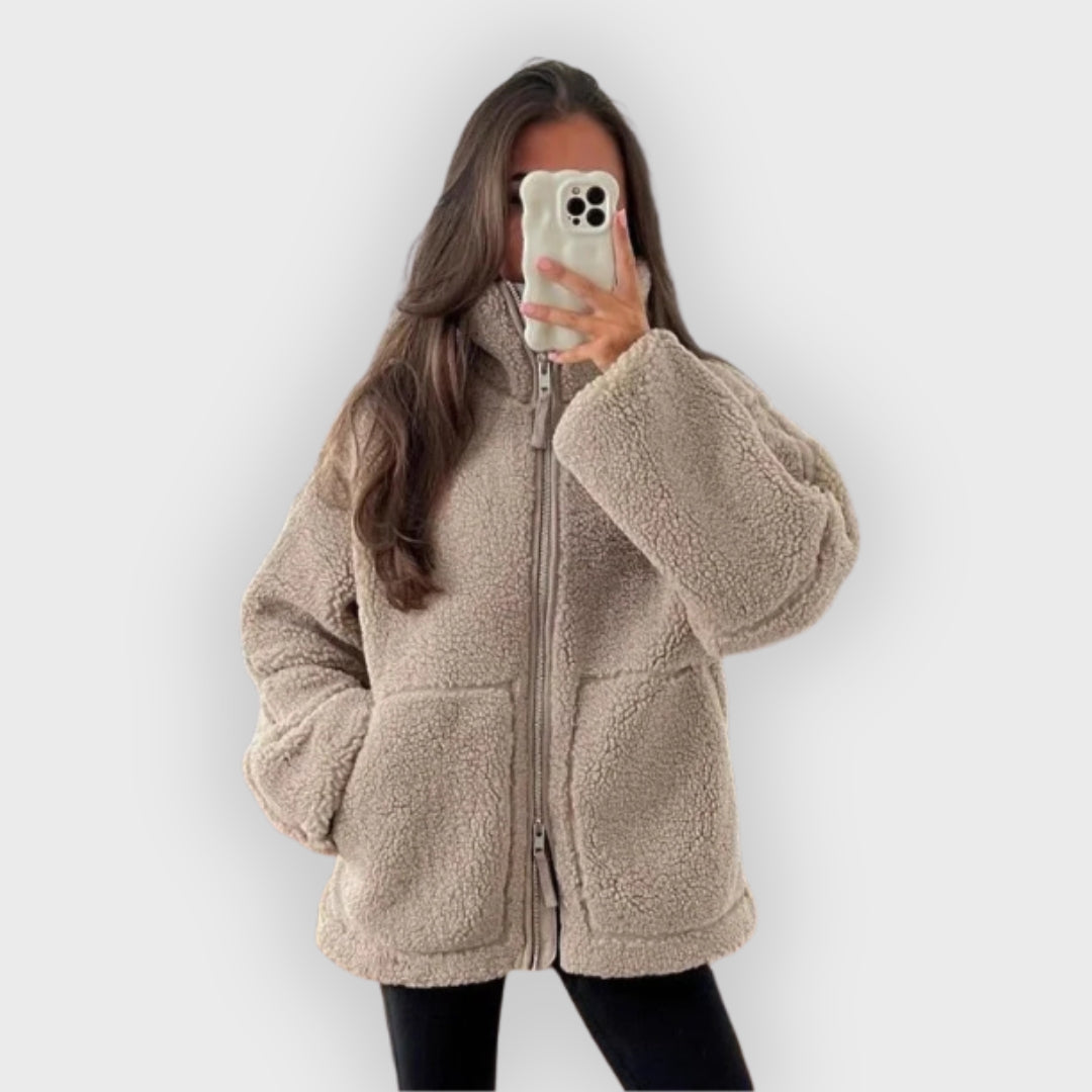 Chantal | Veste polaire oversize, col montant, manteau d'hiver chaud et confortable