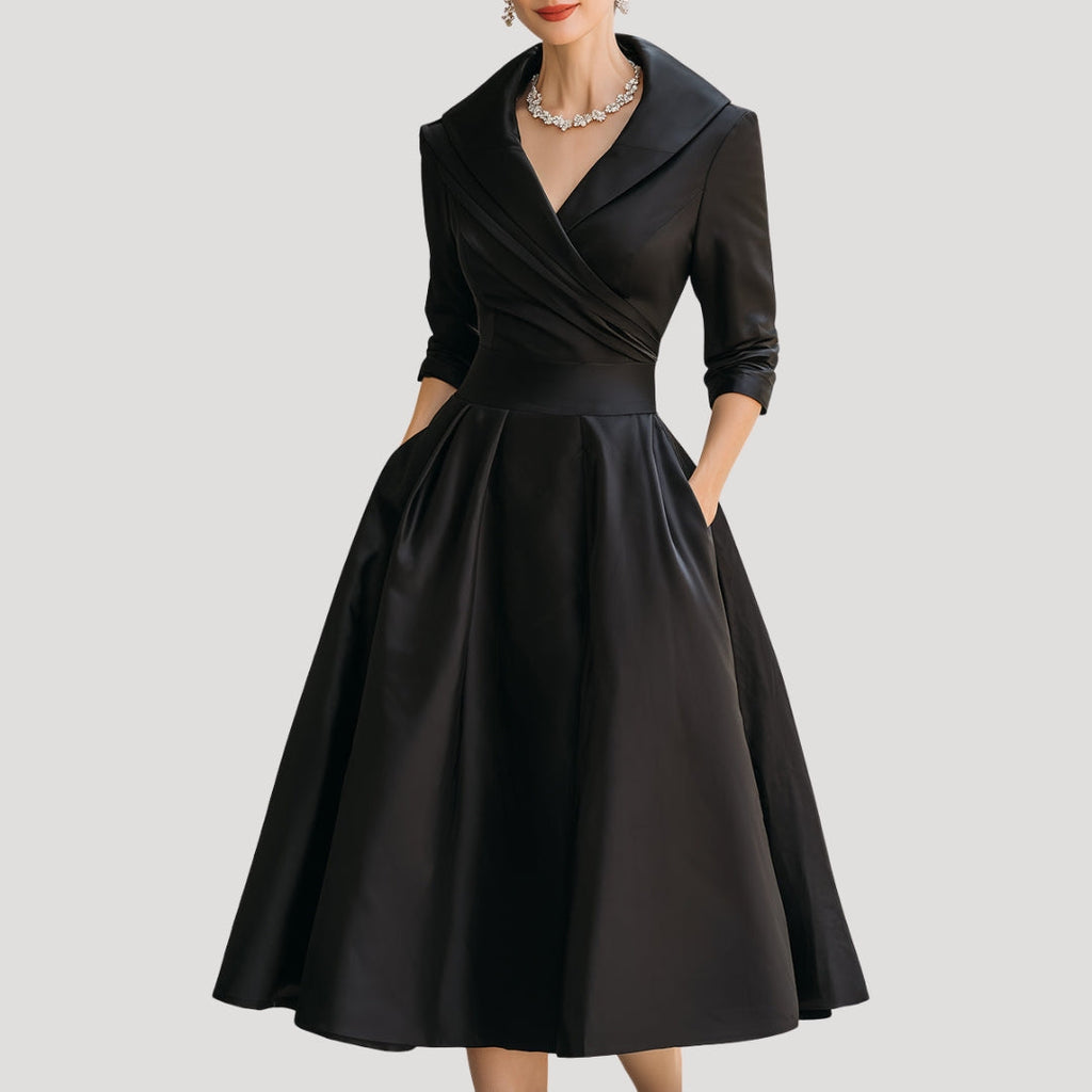 Sylvera | Dames Klassieke Wrap Midi Jurk – Elegante Lente Outfit, Kantoor- & Feestkleding