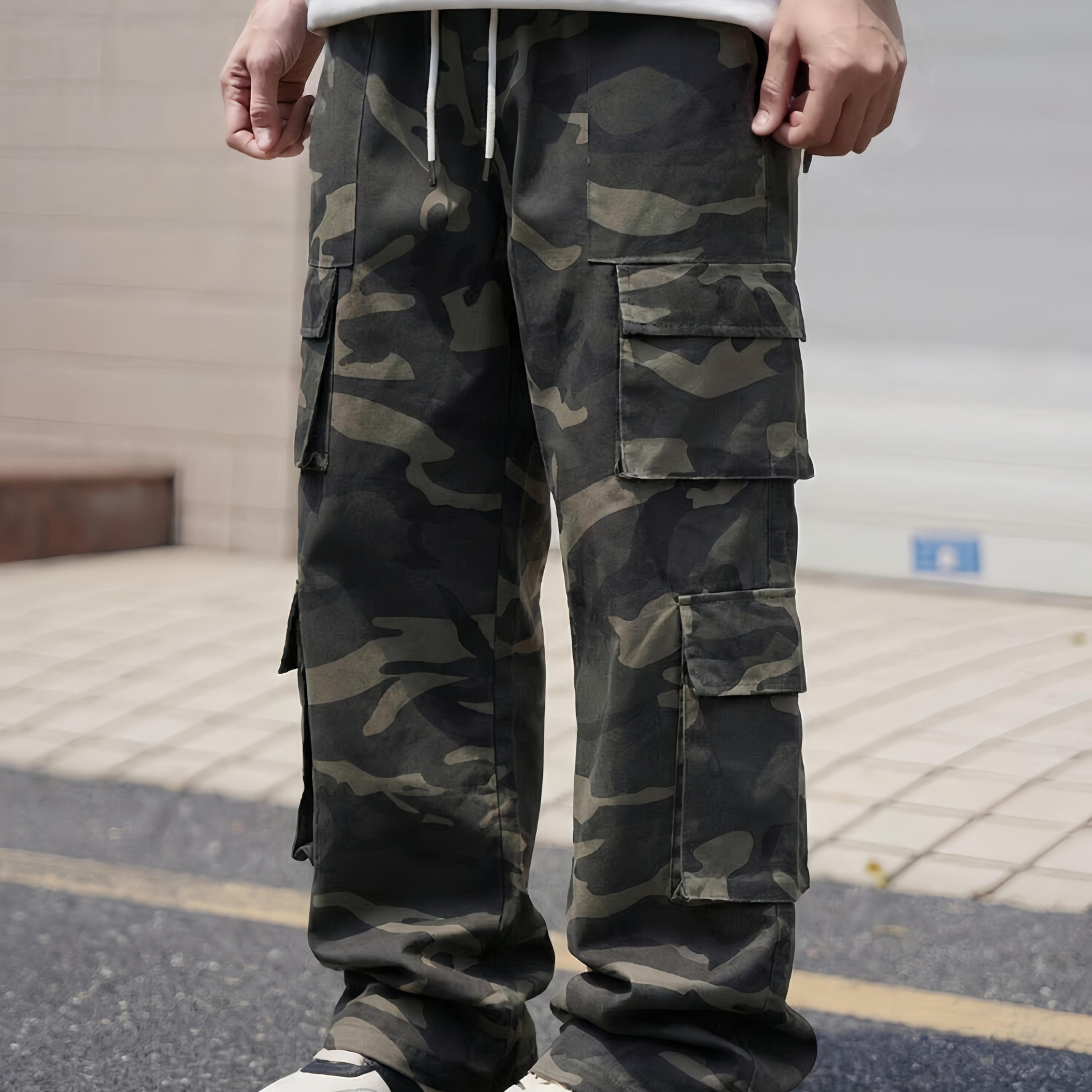 Alvor | Heren Camouflage Cargo Broek – Broek met Meerdere Zakken, Wijde Pijpen