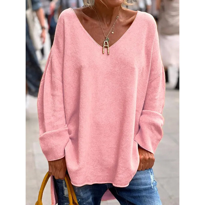 Yvette | Elegante losse blouse met V-hals voor dames – Lichtgewicht soepelvallende top