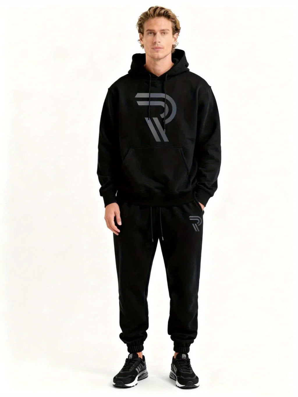 Knudsen | Ensemble de survêtement homme : sweat à capuche et pantalon – Logo « R », style décontracté, automne/hiver