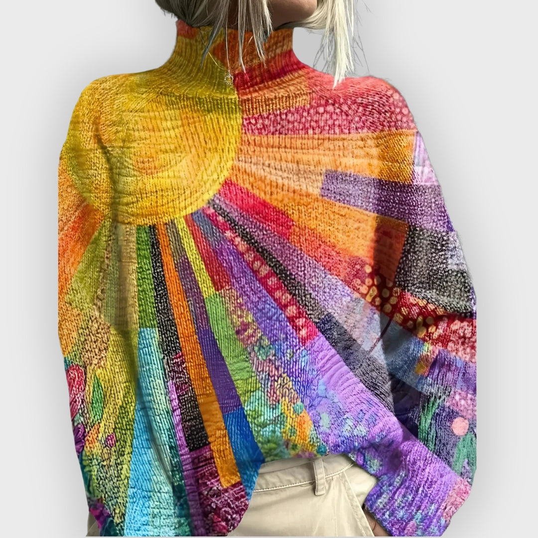 Lysira | Pull à col roulé coloré pour femme – Pull d'hiver doux en maille