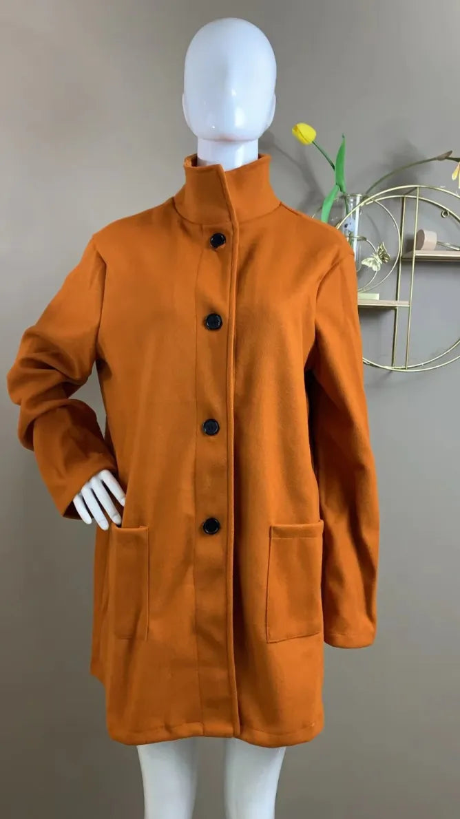 Orinda | Manteau long élégant pour femme avec fermeture boutonnée - vêtement d'extérieur ajusté, décontracté et chic 