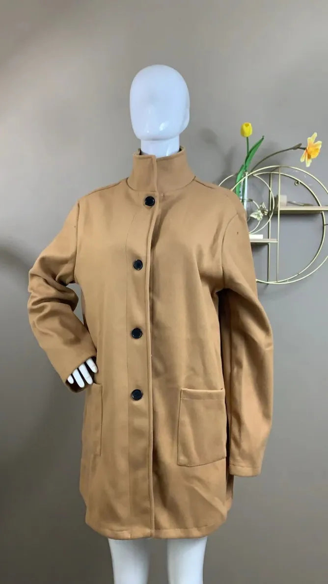 Orinda | Manteau long élégant pour femme avec fermeture boutonnée - vêtement d'extérieur ajusté, décontracté et chic 