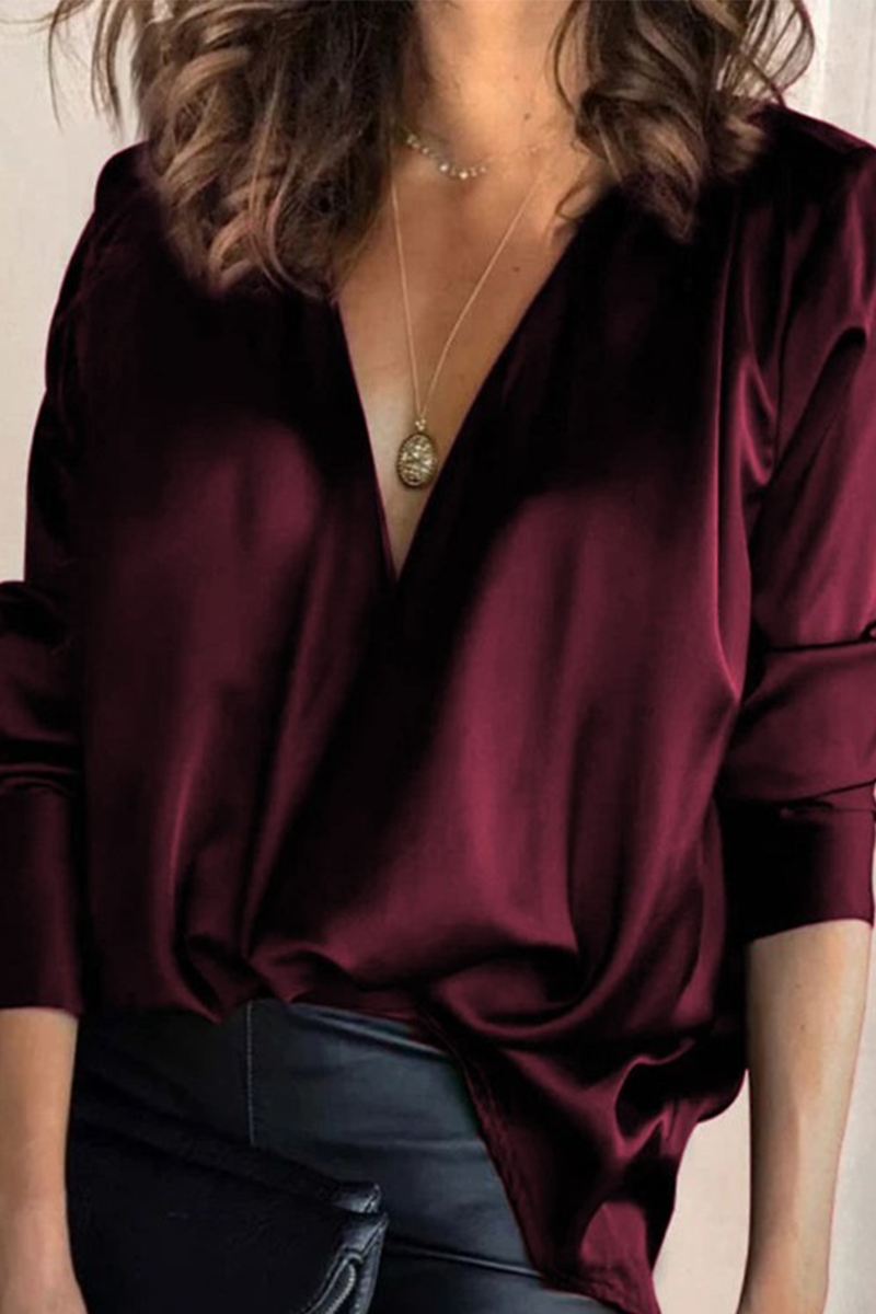 Delyna | Casual V-hals blouse voor dames – elegante losvallende top voor dagelijks gebruik