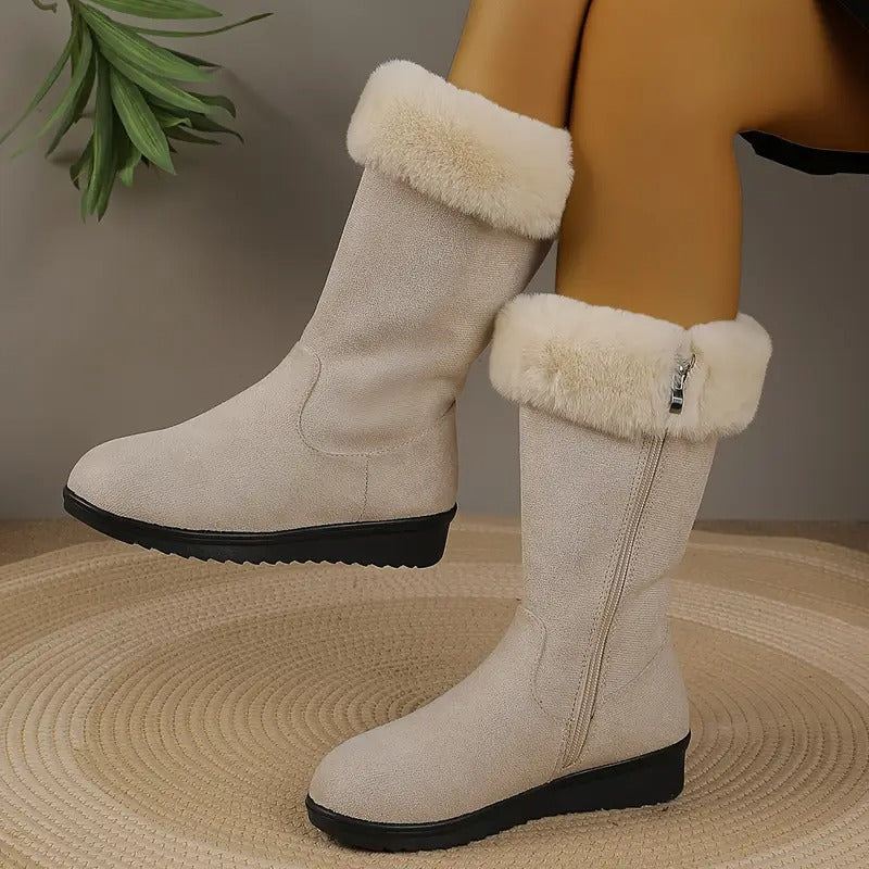 Myxelle | Warme winterlaarzen voor dames – Lichtgewicht, casual laarzen tot halverwege de kuit, gevoerd met zachte imitatiewol