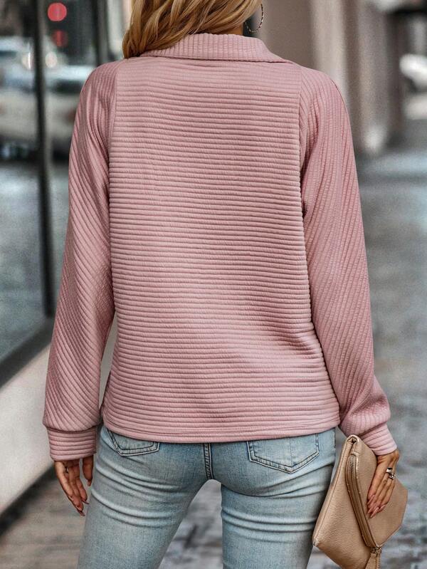 Arivelle | Pull élégant à col V pour femme – Demi-zip, col montant, pull en maille à manches longues