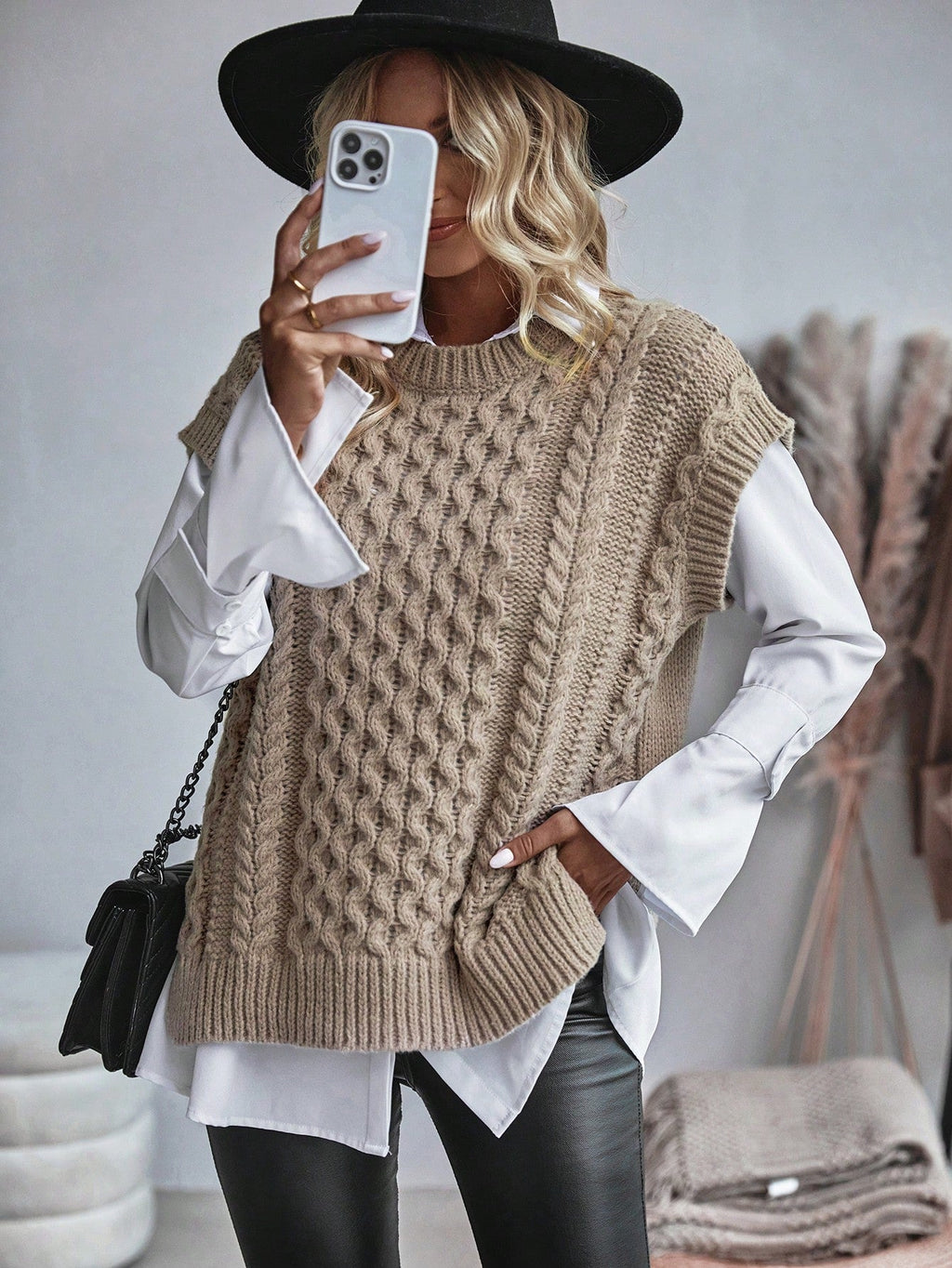 Bravelle | Damen-Cardigan mit Zopfmuster – Kurzarm, leicht, lässiges Strickoberteil