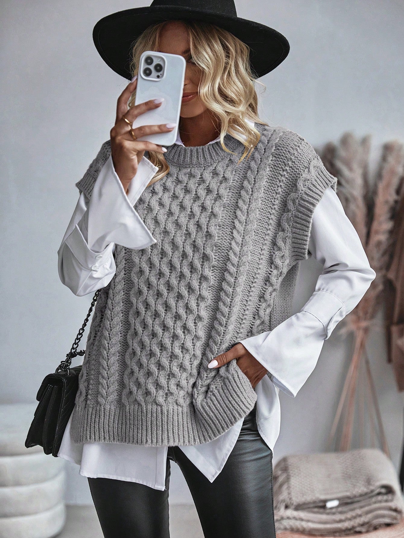 Bravelle | Damen-Cardigan mit Zopfmuster – Kurzarm, leicht, lässiges Strickoberteil