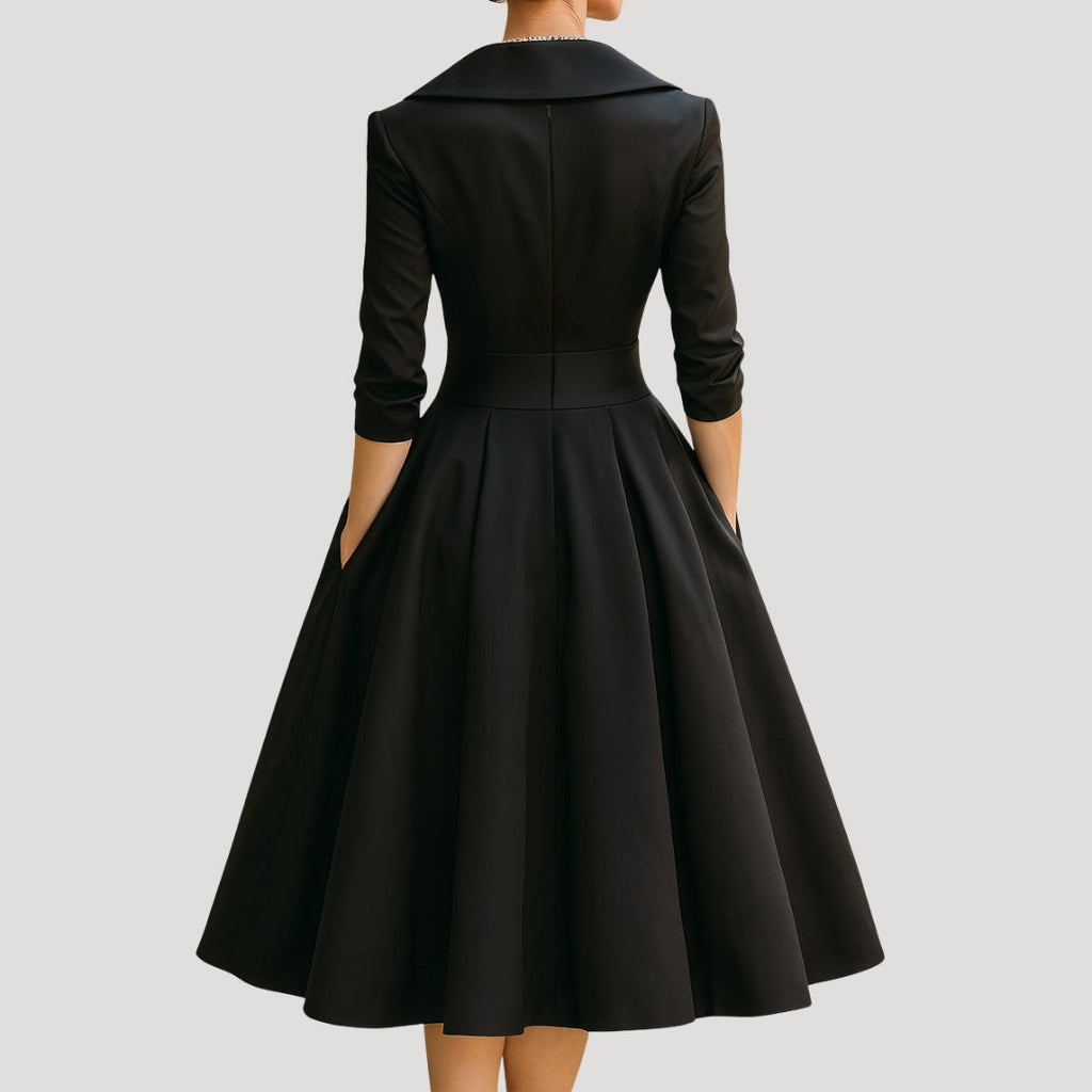 Sylvera | Dames Klassieke Wrap Midi Jurk – Elegante Lente Outfit, Kantoor- & Feestkleding