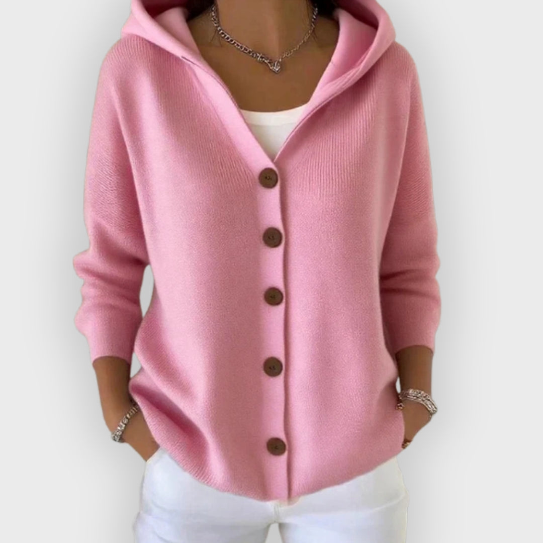 Zorine | Gilet à capuche en maille pour femme, manches longues, pull doux et confortable, pièce décontractée idéale pour l'automne
