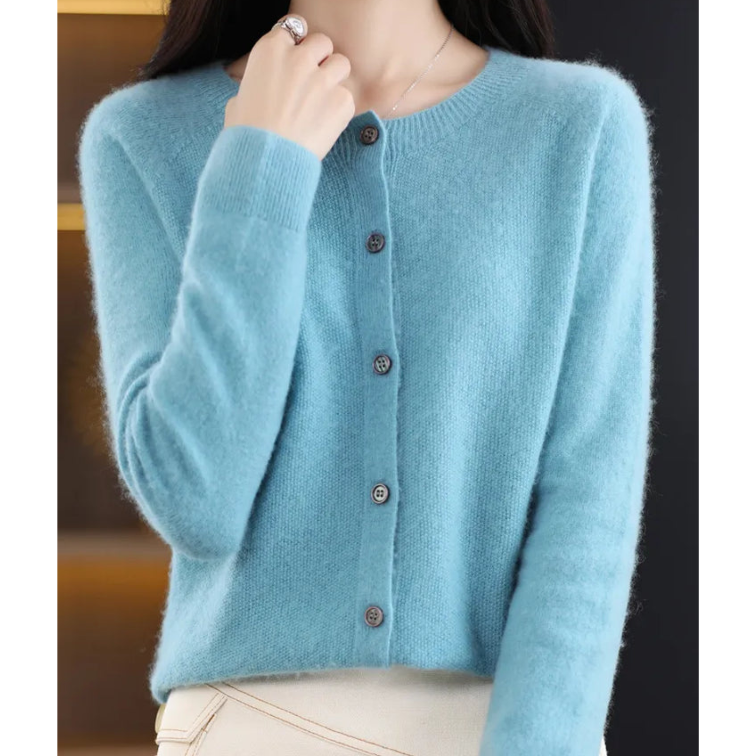 Marenne | Damen-Cardigan aus Kaschmir und Merinowolle, weicher Strickpullover, leichte Schicht