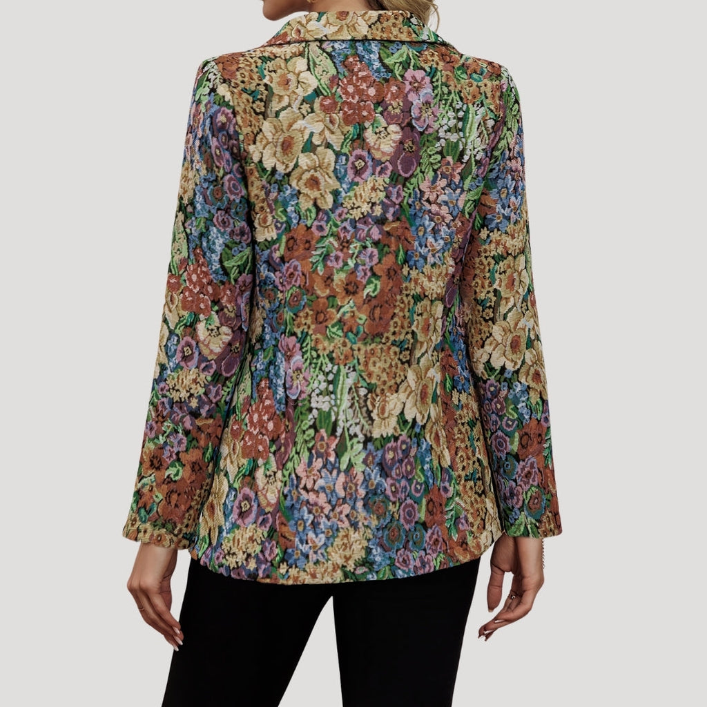 Wylora | Vintage bloemen-tapestry blazer voor dames – Getailleerde smart-casual jas