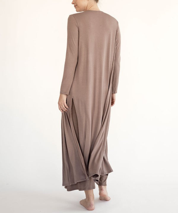 Juneth | Gilet long et léger en maille de bambou pour femme - gilet maxi respirant à devant ouvert