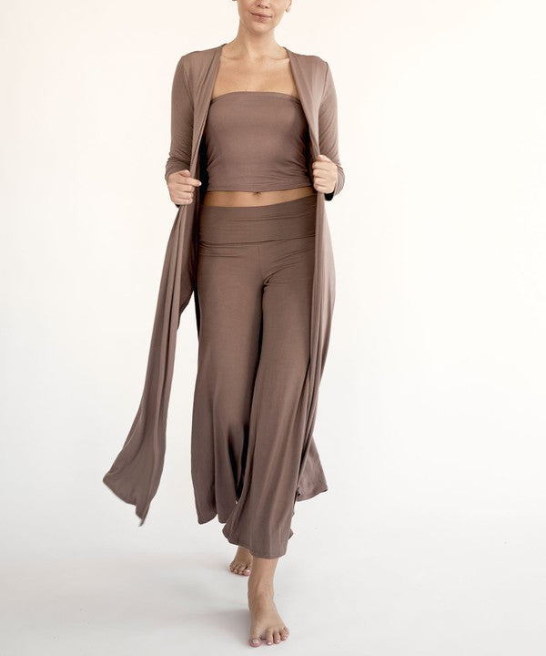 Juneth | Gilet long et léger en maille de bambou pour femme - gilet maxi respirant à devant ouvert
