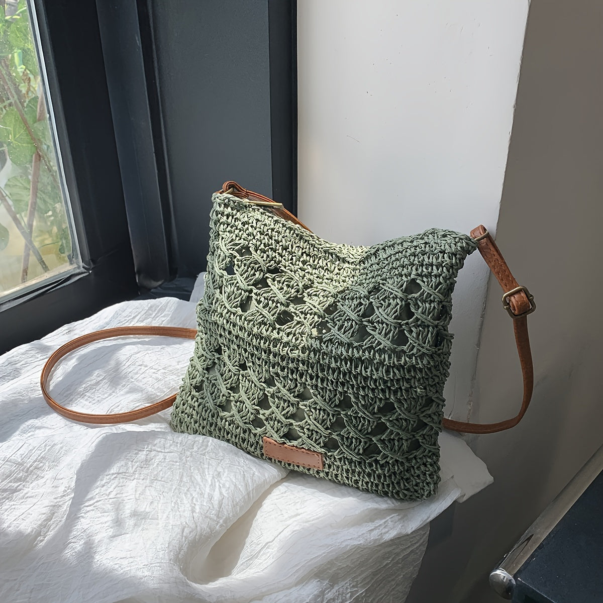 LinaBag | Chique papieren crossbody tas van stro