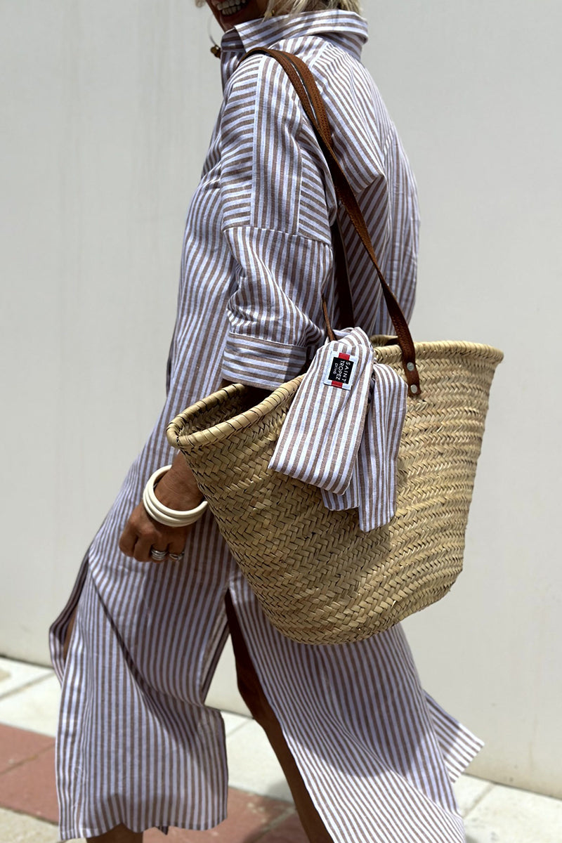 Elvayn | Dames casual geruite overhemdjurk – midi jurk met riem, kraag en knoopsluiting