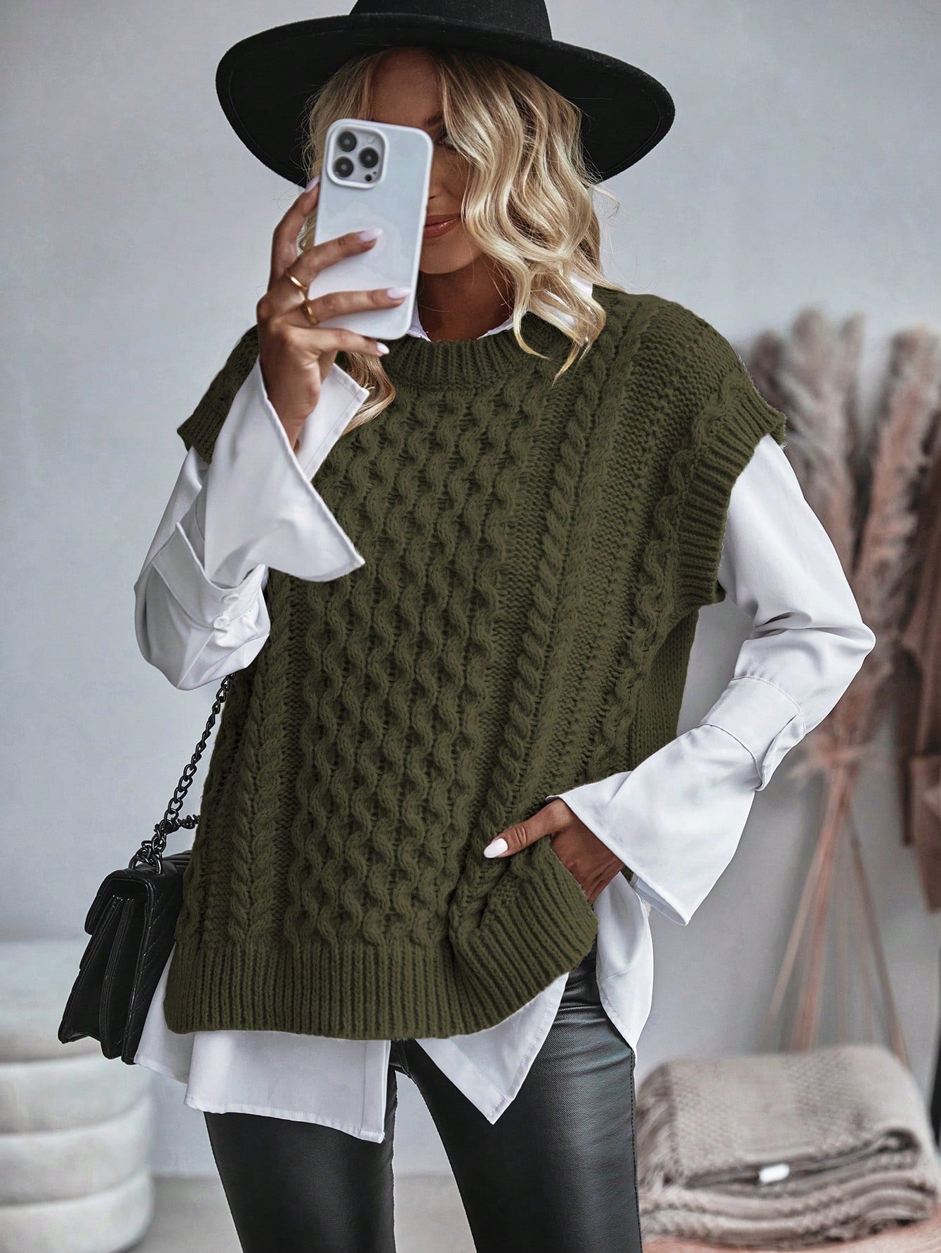 Bravelle | Damen-Cardigan mit Zopfmuster – Kurzarm, leicht, lässiges Strickoberteil