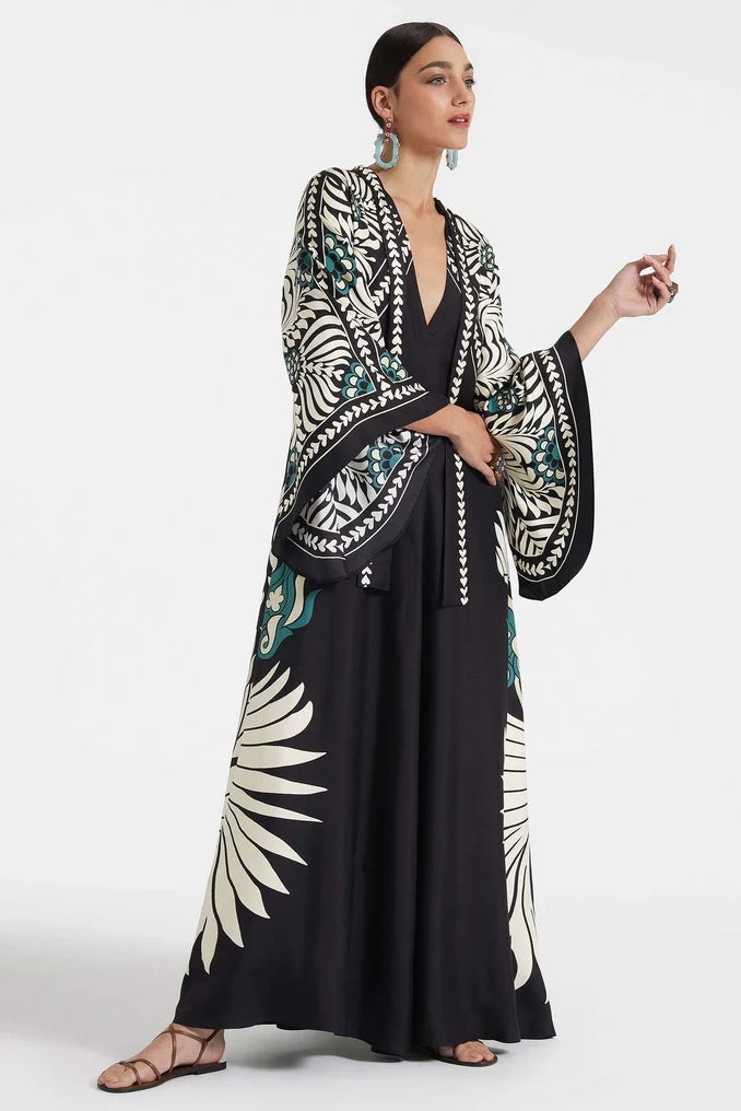 Helyxa | Dames zomerjurk – geometrische zwierige maxi vakantiejurk