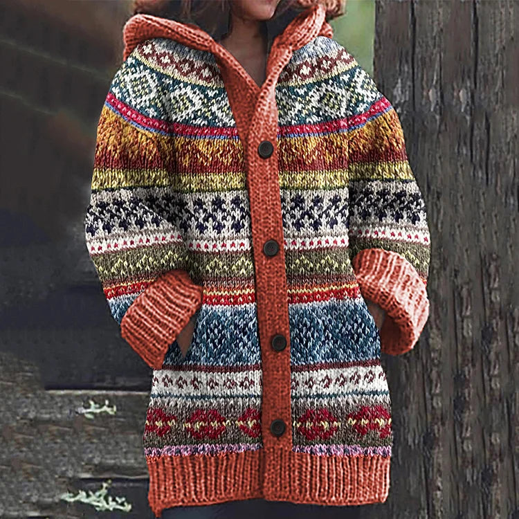 Cilia | Manteau en laine épaisse et chaude pour femme – Manteau d'hiver à motifs