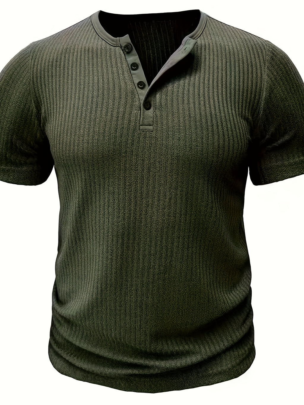 Ralith | T-shirt Henley rayé pour homme - Manches courtes, respirant, décontracté et élégant