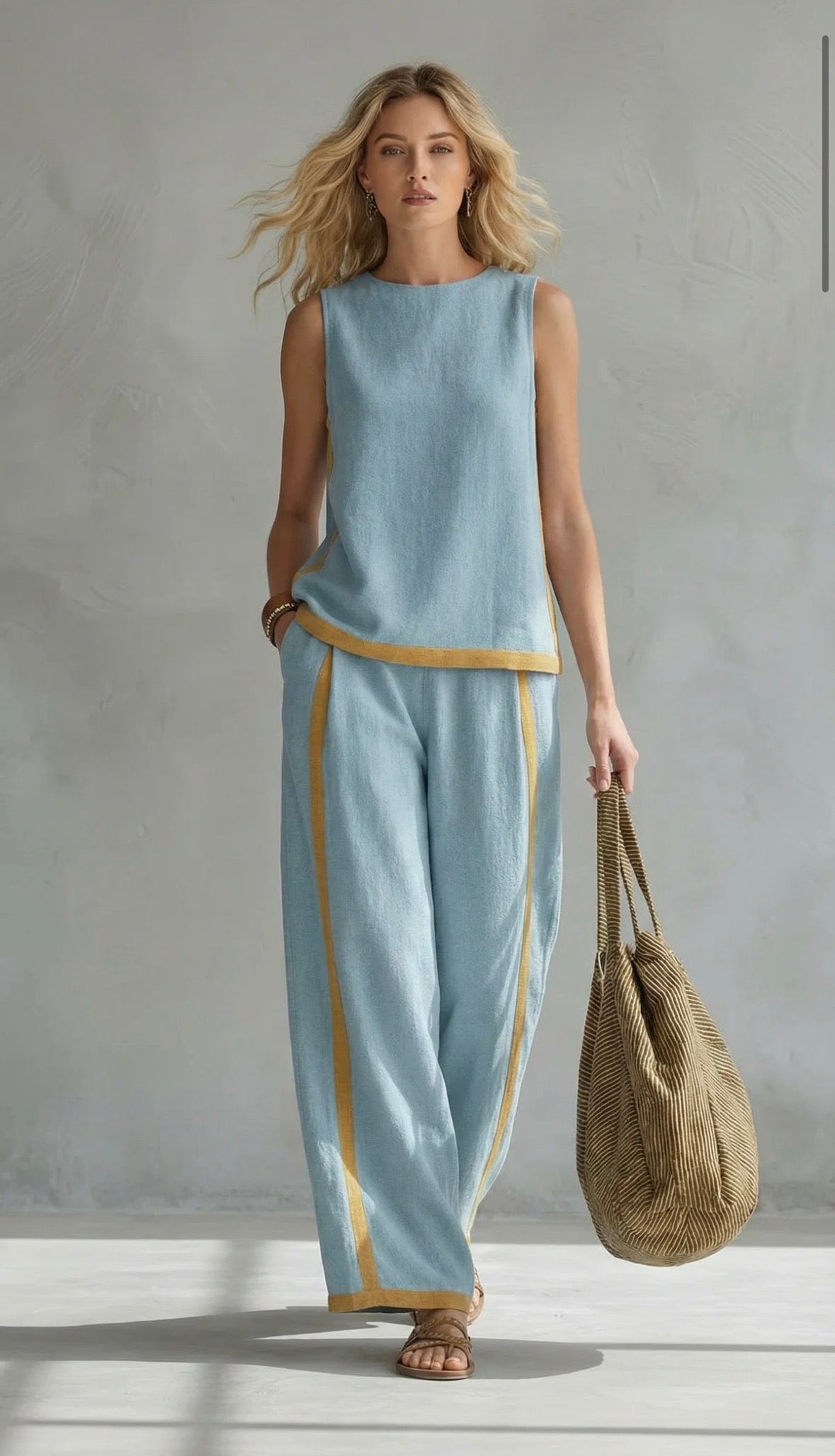 Lureyne | Dames 2-delige Set – Elegante Mouwloze Top & Wijde Pijpen Broek, Co-ord Zomeroutfit