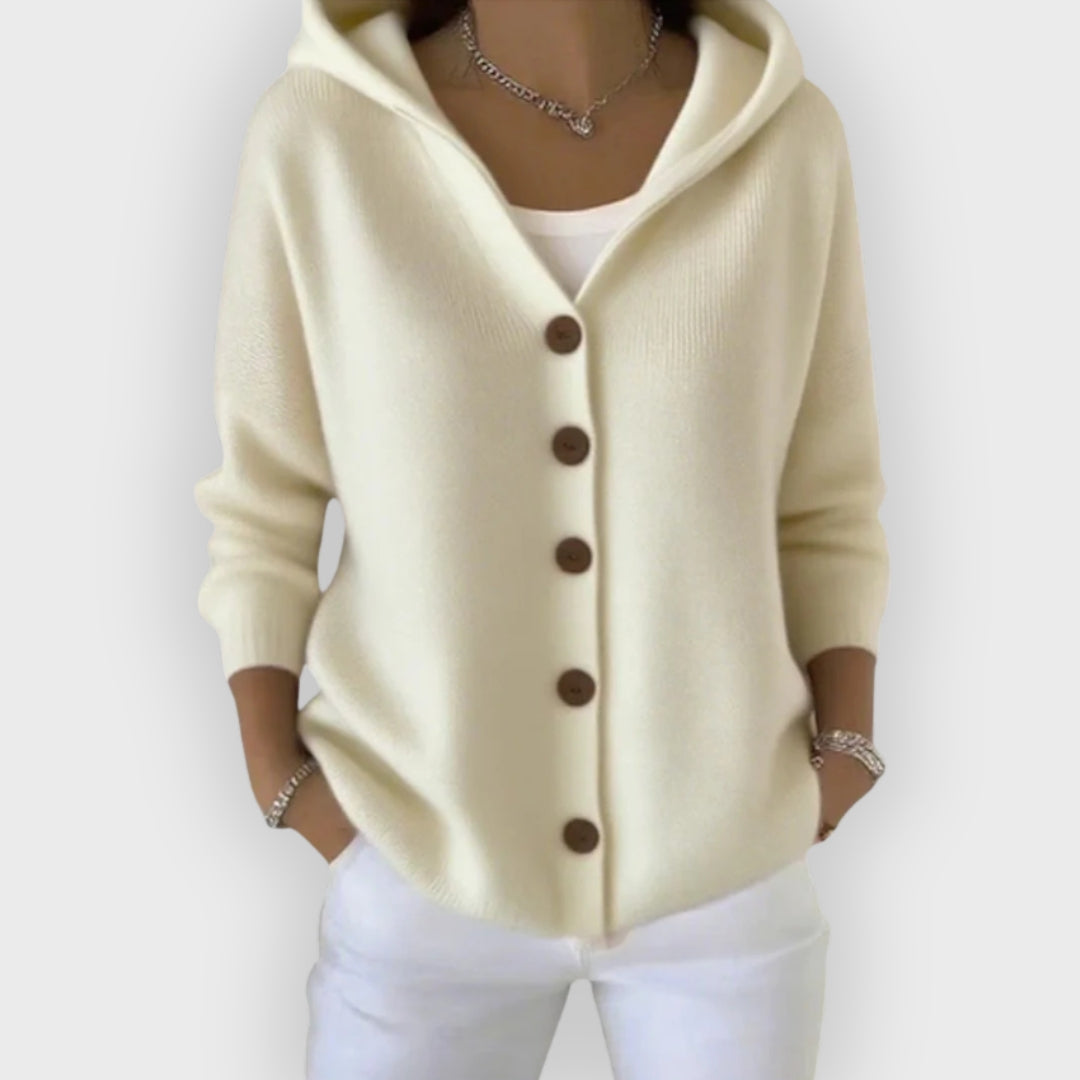 Zorine | Strickcardigan für Damen mit Kapuze und langen Ärmeln, weicher, bequemer Pullover, lässiges Herbst-Layering-Teil