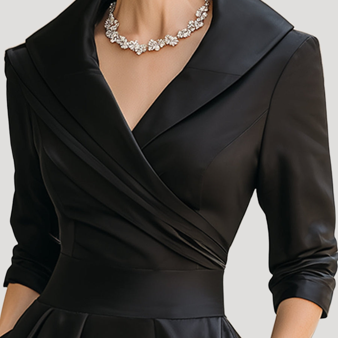 Sylvera | Dames Klassieke Wrap Midi Jurk – Elegante Lente Outfit, Kantoor- & Feestkleding