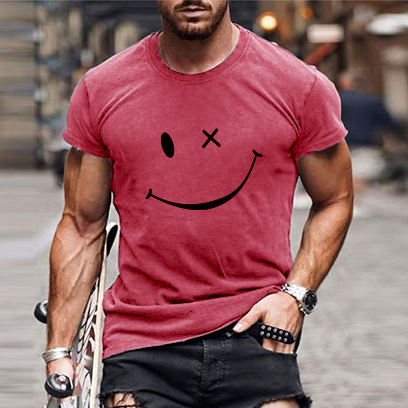 Ylvar | Vintage T-shirt voor heren met smileyprint – korte mouwen, ronde hals, casual katoenen T-shirt