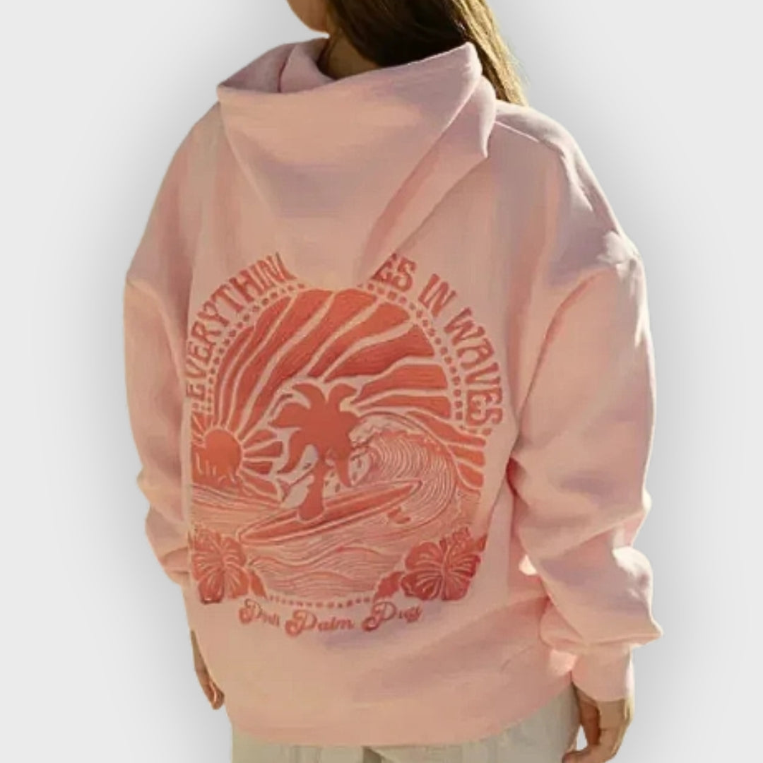 Irisch | Oversize-Hoodie für Damen aus Baumwollmischgewebe mit Stickerei auf dem Rücken, lässiges Sweatshirt