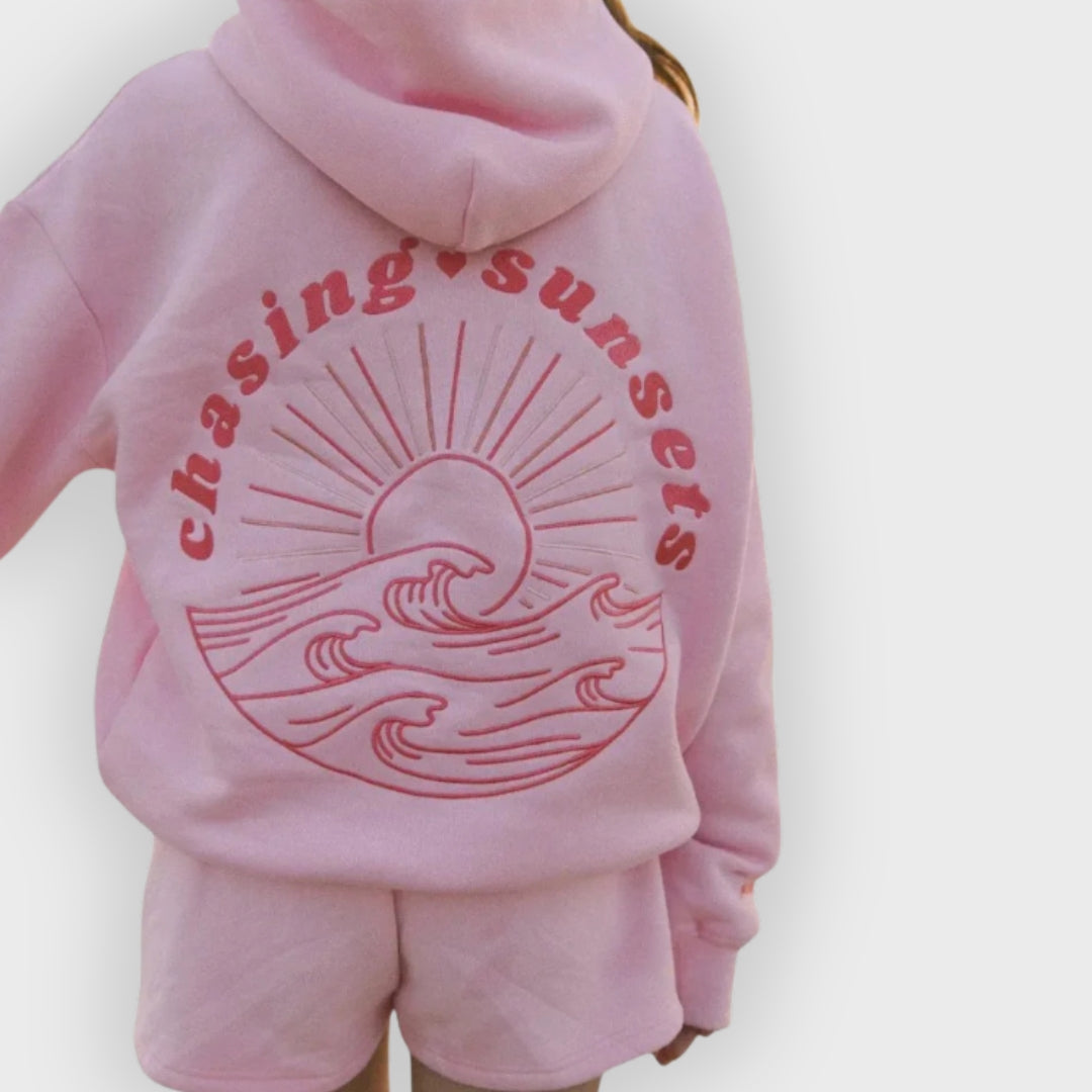 Irisch | Oversize-Hoodie für Damen aus Baumwollmischgewebe mit Stickerei auf dem Rücken, lässiges Sweatshirt
