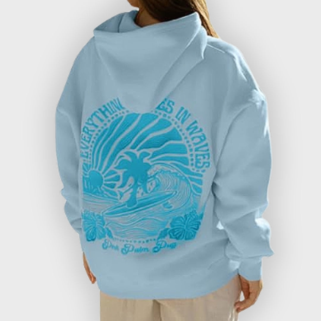 Irisch | Oversize-Hoodie für Damen aus Baumwollmischgewebe mit Stickerei auf dem Rücken, lässiges Sweatshirt