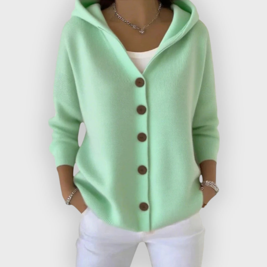 Zorine | Strickcardigan für Damen mit Kapuze und langen Ärmeln, weicher, bequemer Pullover, lässiges Herbst-Layering-Teil