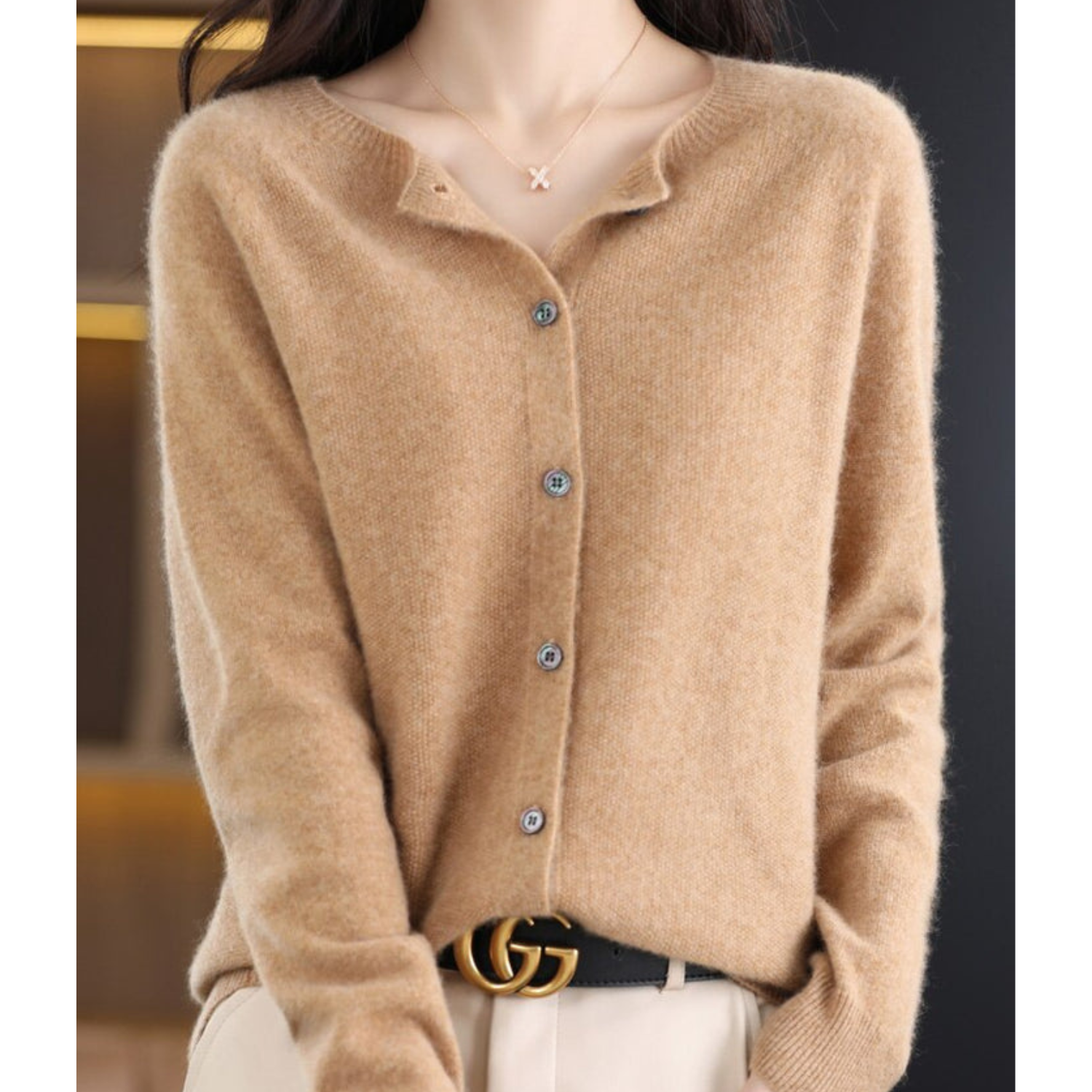 Marenne | Damen-Cardigan aus Kaschmir und Merinowolle, weicher Strickpullover, leichte Schicht