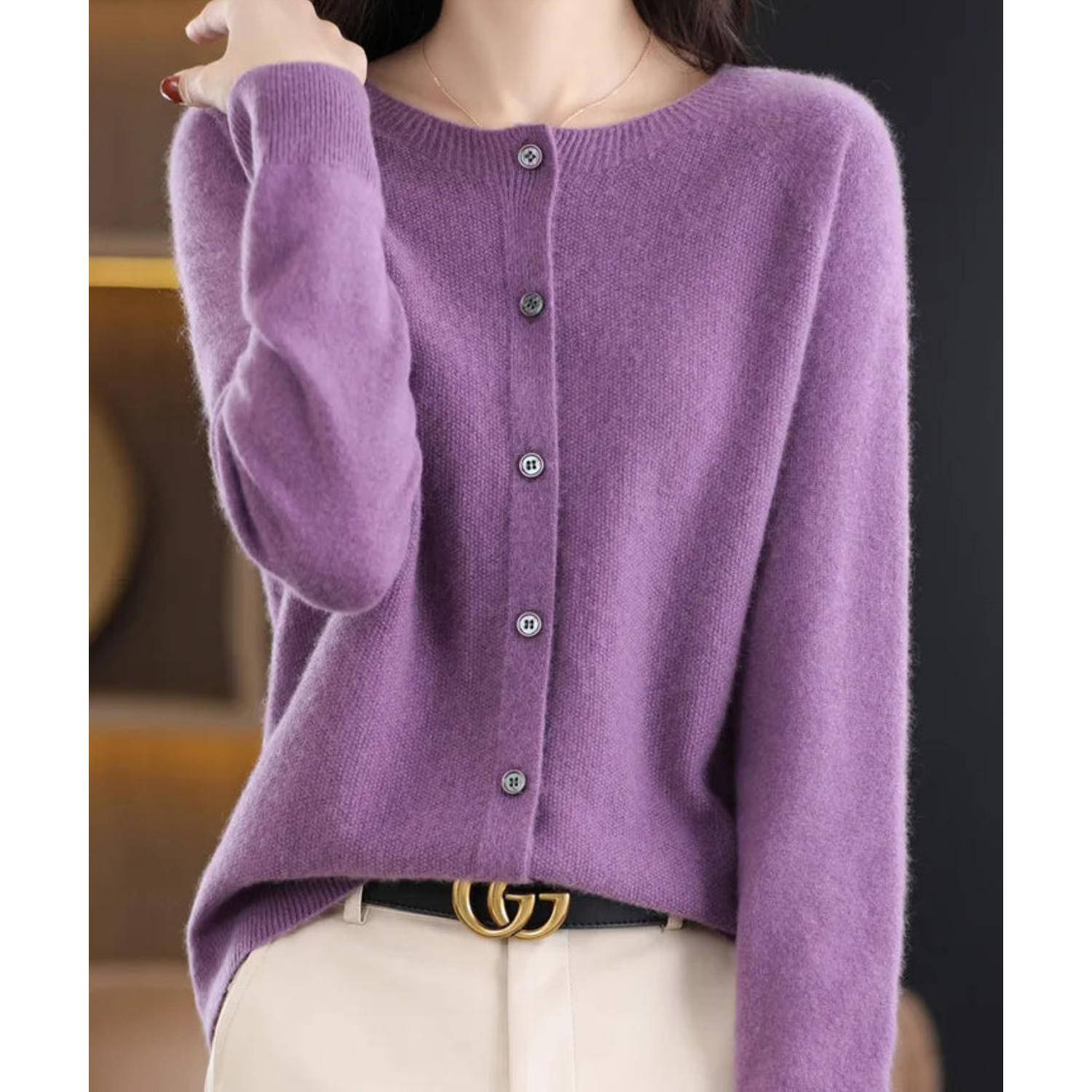 Marenne | Damen-Cardigan aus Kaschmir und Merinowolle, weicher Strickpullover, leichte Schicht