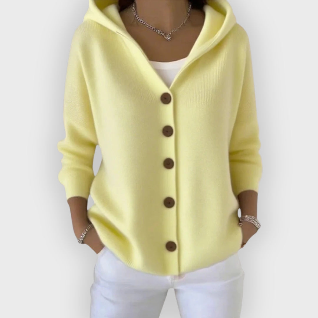 Zorine | Strickcardigan für Damen mit Kapuze und langen Ärmeln, weicher, bequemer Pullover, lässiges Herbst-Layering-Teil