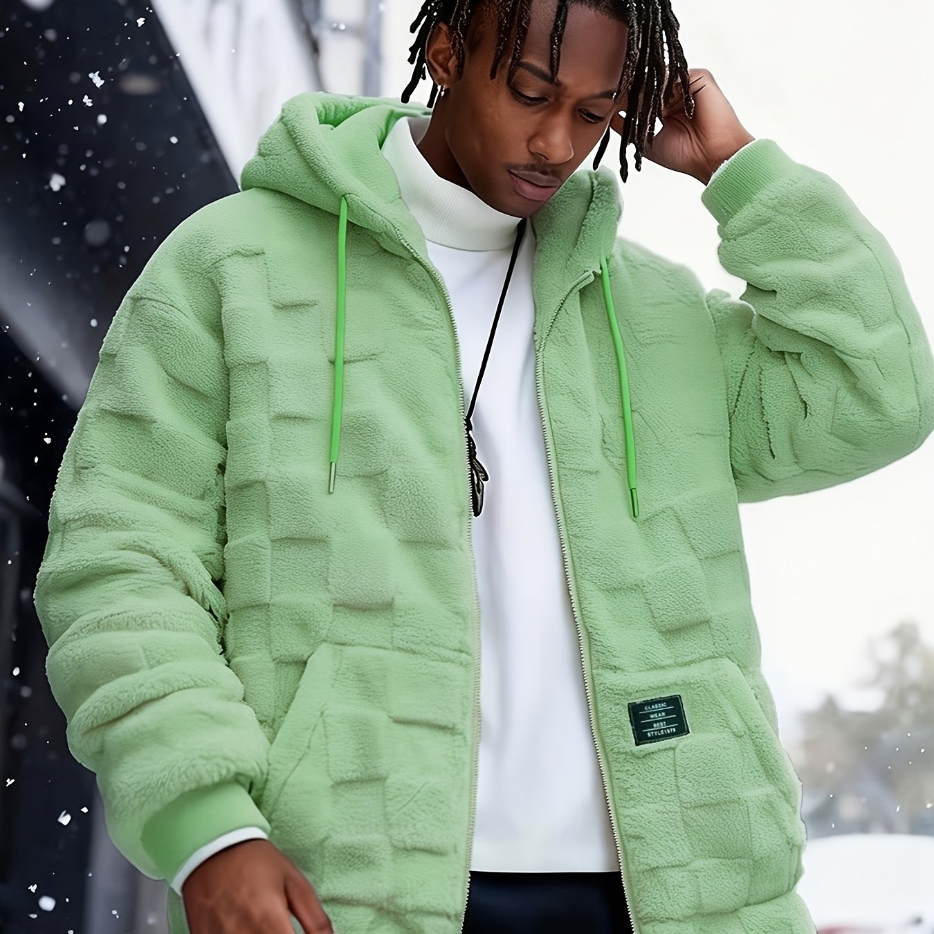 Einarsson | Herenjas met capuchon, warm, pluche, ritssluiting, casual, comfortabel