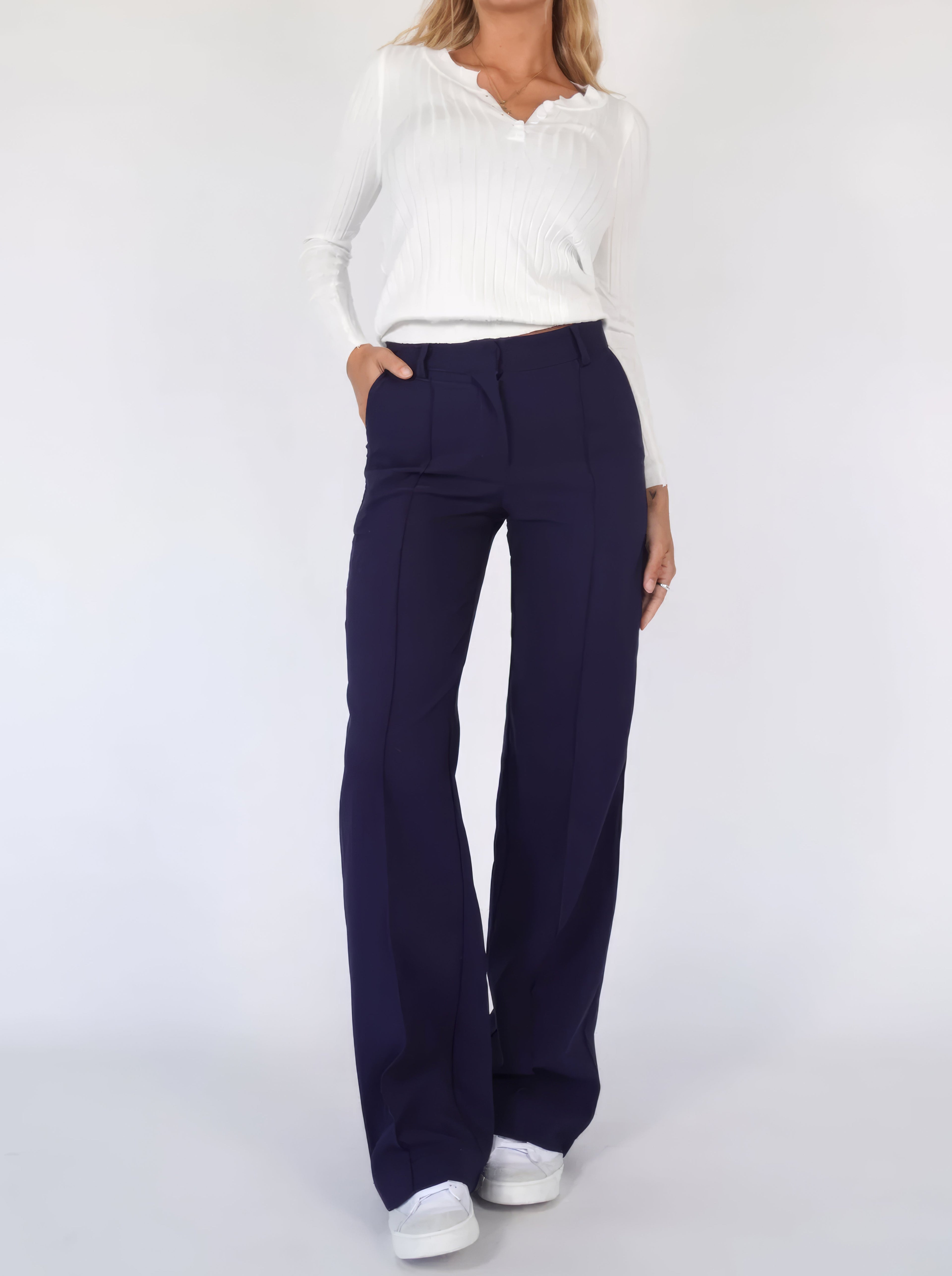 Atalina | Hoge taille broek met rechte pijpen voor dames – Casual & kantoorbroek